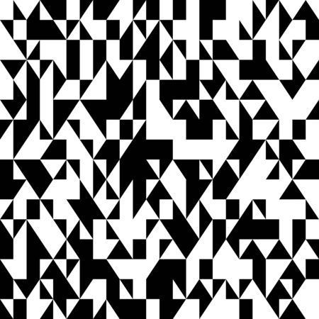 Bold geometric background. Vector small ditsy textile print with random triangles in black and white...