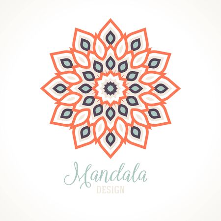 Vector illustration of big detailed mandala. Geometric abstract background.  Concept round ornament for yoga studio, tattoo salon, meditation with Indian, Arabic, ottoman and Moroccan motifsのイラスト素材