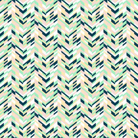 Vector geometric seamless pattern with tech line and zigzags in mint green colors. Striped modern bold print in 1980s retro style for summer spring fashion Abstract techno chevron backgroundのイラスト素材