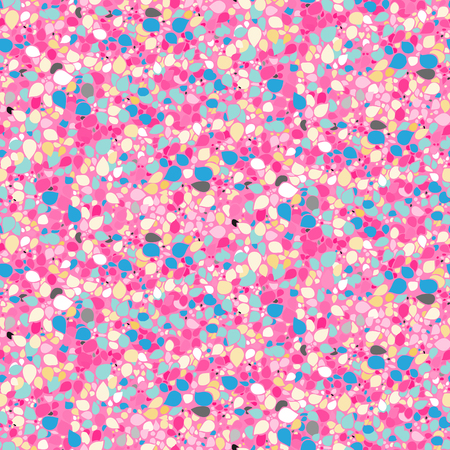 Ditsy floral pattern with small colorful leaves on tropical coral pink background. Seamless vector texture for print, spring summer fashion, textile design, fabric, home decor, flower shop websiteのイラスト素材