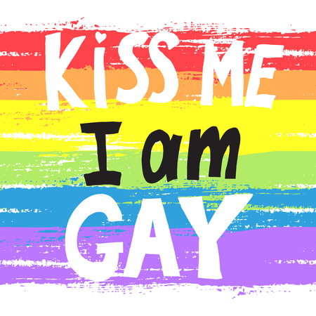 Vector illustration of words kiss me I am gayのイラスト素材
