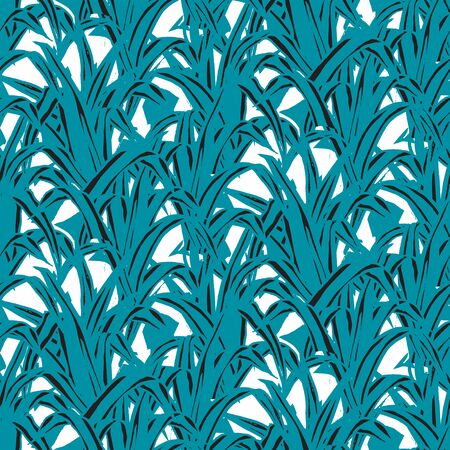Jungle background with silhouette of paradise tropic and banana leavesのイラスト素材