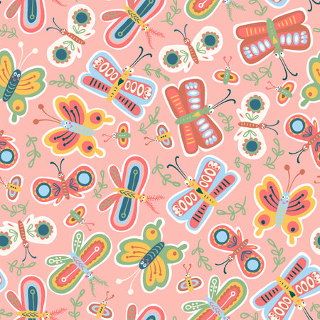 Pink butterfly patternのイラスト素材