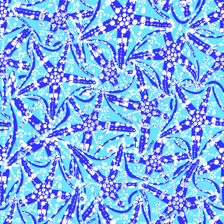 Blue starfishes patternのイラスト素材