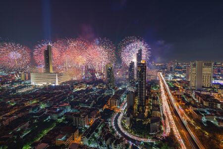 Bangkok happy new year 2019 fireworksの写真素材
