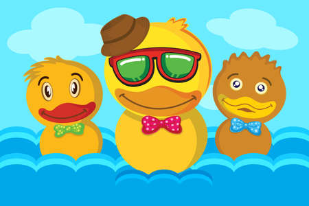 Duck Swimmingのイラスト素材