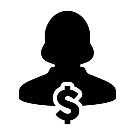 User Icon - Dollar, Businesswoman, Money, Finance Glyph Vector Graphic illustrationのイラスト素材