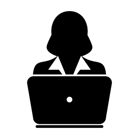 Woman User Icon - Laptop, Computer, Device, Worker Vector illustrationのイラスト素材