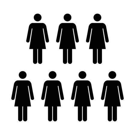 People Icon - Vector Group of Women Team Symbol for Business Info-graphic Design in Glyph Pictogram illustrationのイラスト素材