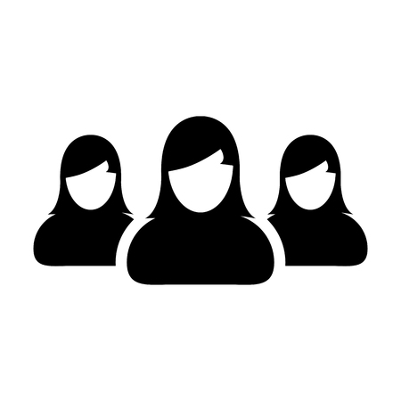 Women Team Icon User Group of People for Business Management Persons Avatar Symbol in Glyph Pictogram illustrationのイラスト素材