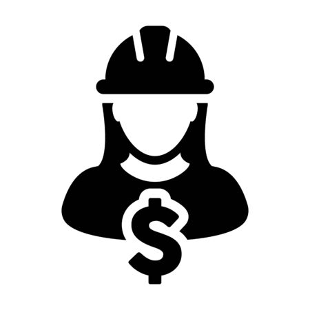 Dollar Sign Symbol with Female Person Avatarのイラスト素材