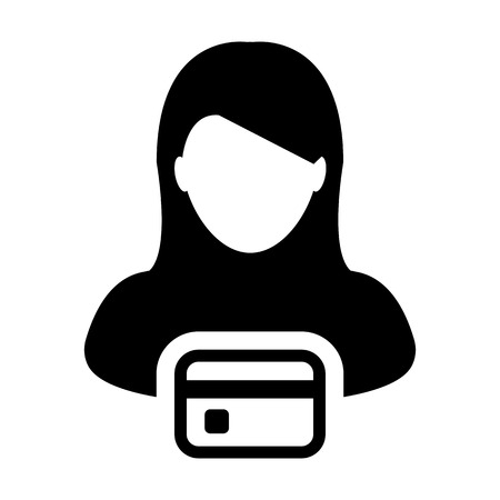 Debt icon vector female user person profile avatar symbol for banking and finance concept in flat 
color glyph pictogram illustrationのイラスト素材