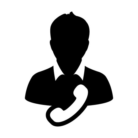 Advisor icon vector male user person profile avatar with phone symbol for business contact and communication in flat color glyph pictogram illustrationのイラスト素材