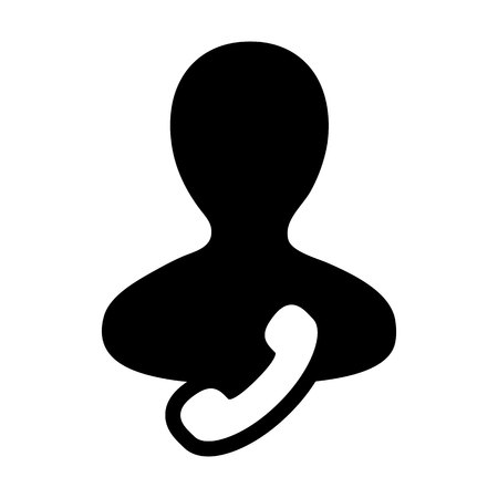 Communication icon vector male user person profile avatar with phone symbol for business contact and help in flat color glyph pictogram illustrationのイラスト素材