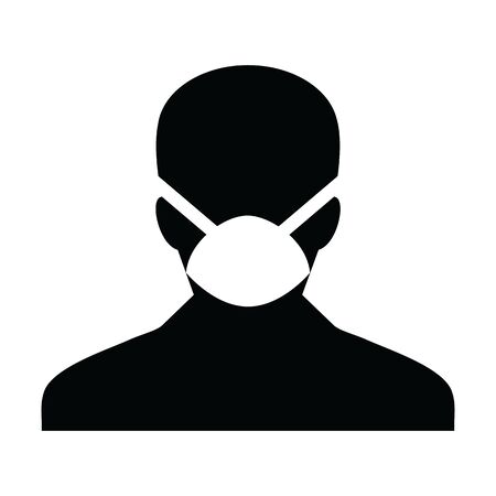 Mask icon vector person profile male avatar symbol for medical and health care protection in a glyph pictogram illustrationのイラスト素材