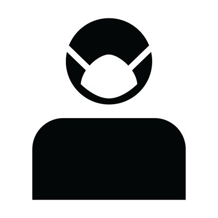 Face mask icon vector for virus safety protection person profile male avatar symbol for medical and health care in a glyph pictogram illustrationのイラスト素材