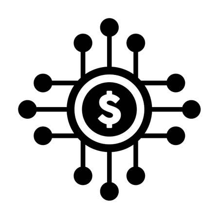 Digital dollar symbol icon vector currency for digital transactions for asset and wallet in a flat color glyph pictogram illustrationのイラスト素材
