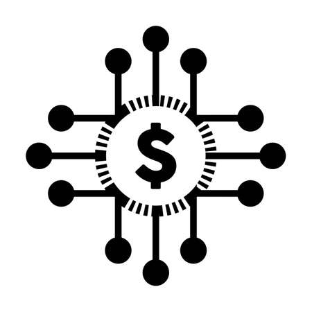 Digital dollar coin icon vector currency symbol for digital transactions for asset and wallet in a flat color glyph pictogram illustrationのイラスト素材