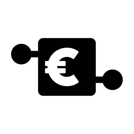 Digital euro currency icon vector symbol for digital transactions for asset and wallet in a flat color glyph pictogram illustrationのイラスト素材