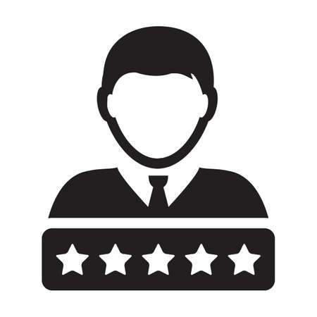 Social credit icon 5 star rating vector male user person profile avatar symbol for in a glyph pictogram illustrationのイラスト素材