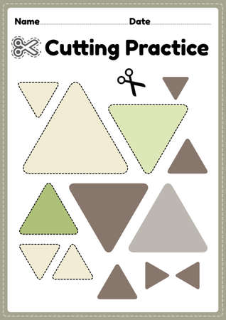 Free printable cutting activities for preschoolers to cut the paper with scissors to improve motor skills, coordination and develop small muscles for kindergarten children in a printable page.のイラスト素材