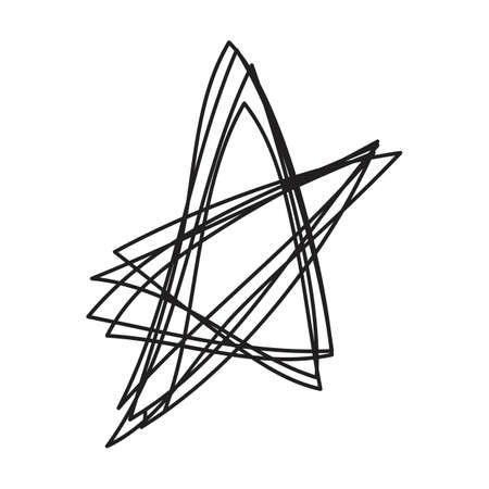 Hand drawn star doodle, sketch scribble element, pencil art design outline stroke glyph illustrationのイラスト素材