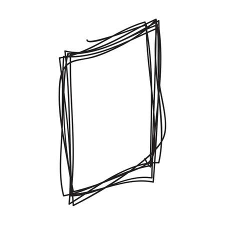 Hand drawn rectangle doodle, sketch scribble element, pencil art design outline stroke glyph illustrationのイラスト素材