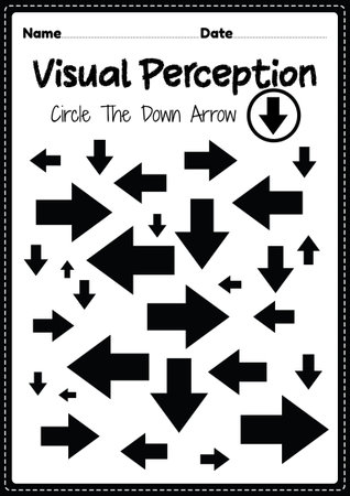 Visual closure worksheet perceptual skills activity of occupation therapy arrow recognition for preschool and kindergarten kids that helps develop eyes and brain activities.