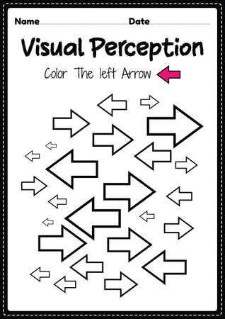 Form constancy worksheet visual perceptual skills activity of occupation therapy arrow recognition for preschool and kindergarten kids that helps develop eyes and brain activities.