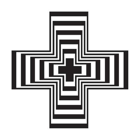 Abstract cross lines vector geometric shape for logo, web, print and modern and contemporary design wall art background in a glyph illustrationのイラスト素材