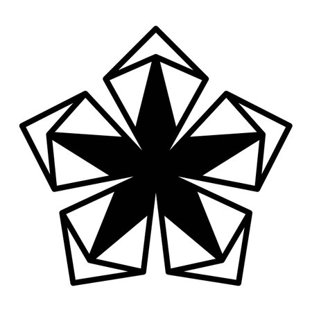 Abstract geometric kite flower shape, vector modern and contemporary design in a glyph illustration for web and print.のイラスト素材