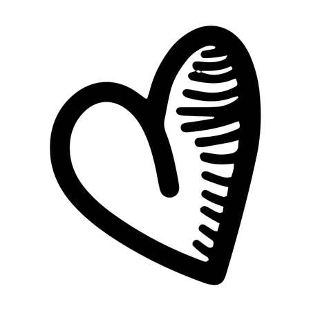 Hand drawn heart symbol love icon romantic trendy doodle art for decoration element in a glyph pictogram illustrationのイラスト素材