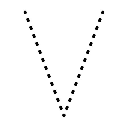 Tracing Alphabet letter V prewriting dotted line element for kindergarten, preschool and Montessori school kids worksheet for handwriting practice activity.のイラスト素材