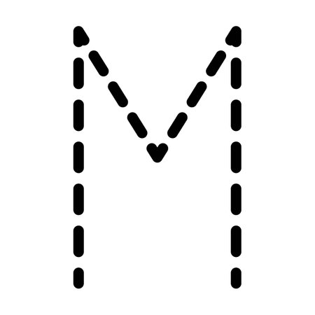 Tracing Alphabet letter M prewriting dotted line element for kindergarten, preschool and Montessori school kids worksheet for handwriting practice activity.&#xA;のイラスト素材