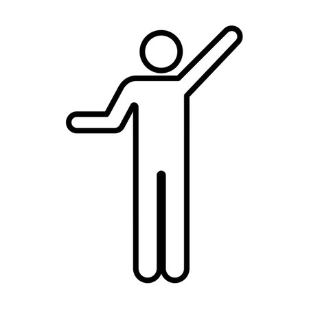 Man raised arms icon vector male person with open hands symbol in a glyph pictogram illustrationのイラスト素材