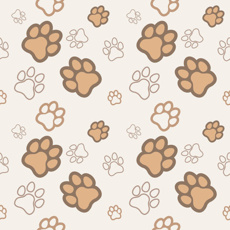 Dog and Cat paw seamless pattern vector doodle abstract animal footprint background for fabric, texture and wallpaper illustration for digital and print materials.のイラスト素材
