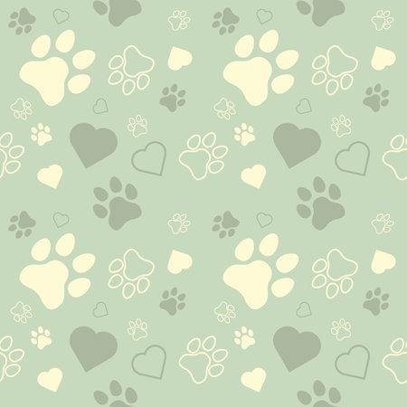 Paw seamless pattern vector doodle abstract dog and cat animal footprint background for fabric, texture and wallpaper illustrationのイラスト素材