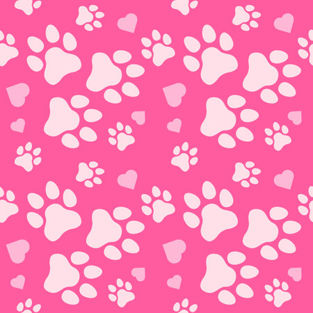Paw seamless pattern vector doodle abstract dog and cat animal footprint background for fabric, texture and wallpaper illustrationのイラスト素材