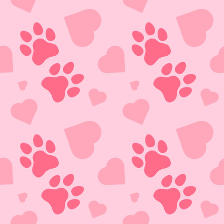 Paw seamless pattern vector doodle abstract dog and cat animal footprint background for fabric, texture and wallpaper illustrationのイラスト素材