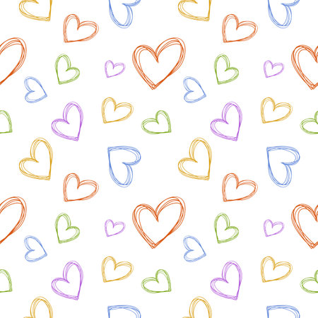 Seamless pattern design heart shape abstract doodle background illustration for digital and print materialsの写真素材