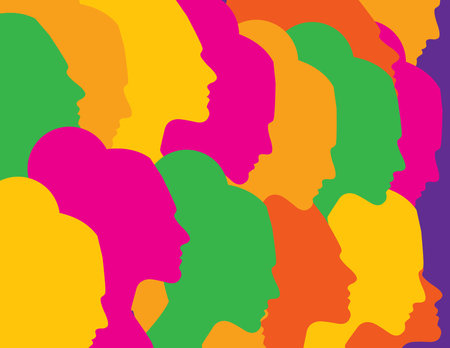 People face silhouette person female profile avatar vector icon in a glyph pictogram illustrationのイラスト素材