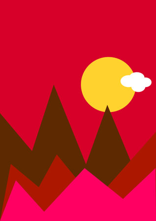 Abstract landscape illustration art modern scenery and contemporary Boho artwork for minimalist background for wall art and decorのイラスト素材