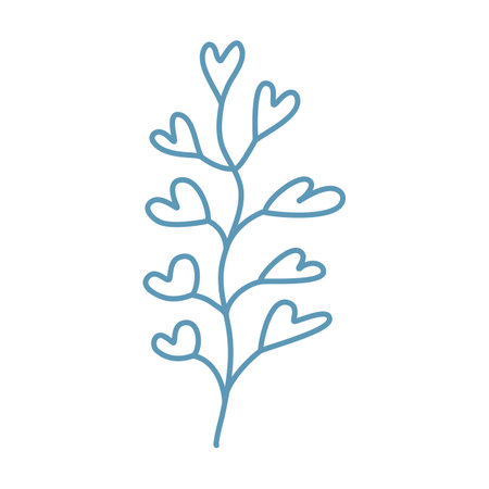 Hand drawn floral plant element, botanical leaves art in a glyph illustration designのイラスト素材