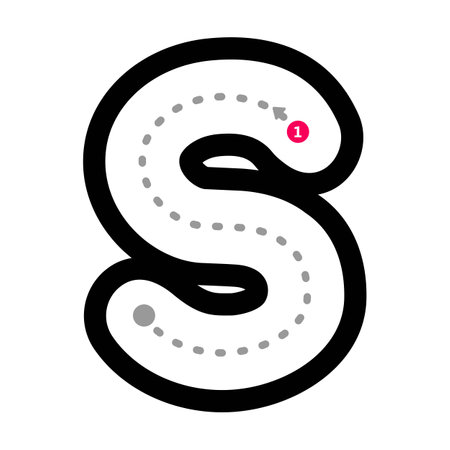 Tracing alphabet letter s lowercase prewriting dotted line element for kindergarten and preschool kids worksheet for handwriting practice activityのイラスト素材