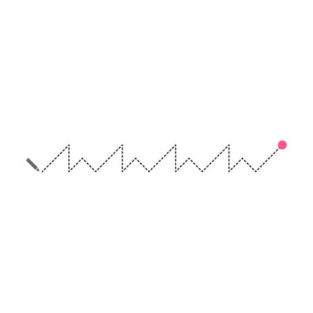 Tracing lines dotted outline shape preschool and kindergarten school kids worksheet element for drawing and handwriting practiceのイラスト素材