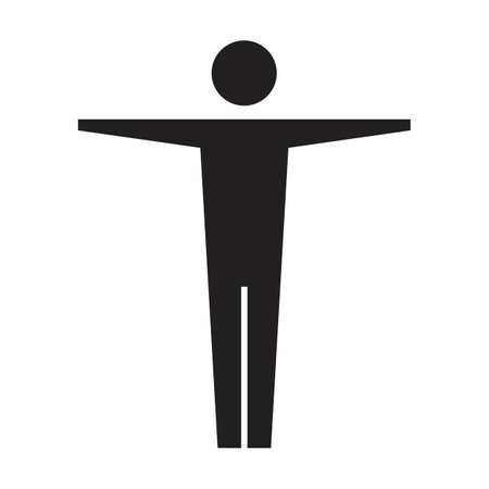 Man icon open arms vector male person with raised hands symbol in a glyph pictogram illustrationのイラスト素材