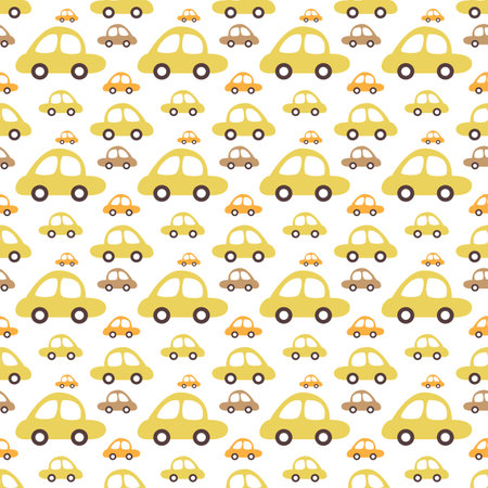 Car pattern seamless vector design element, kids and baby vintage colorful car digital and print background illustrationのイラスト素材