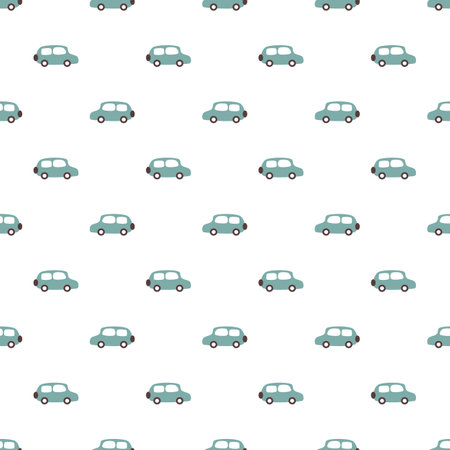Car pattern seamless vector design element, kids and baby vintage colorful car digital and print background illustrationのイラスト素材