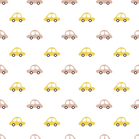 Car pattern seamless vector design element, kids and baby vintage colorful car digital and print background illustrationのイラスト素材