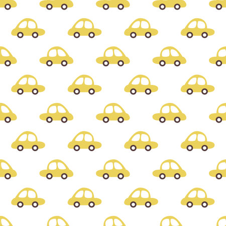 Car pattern seamless vector design element, kids and baby vintage colorful car digital and print background illustrationのイラスト素材
